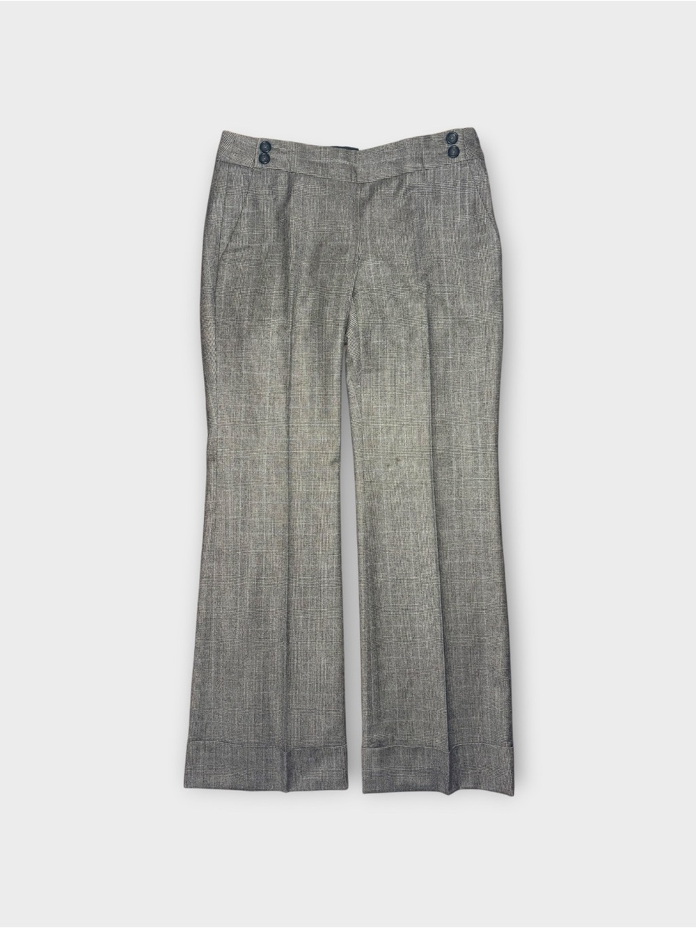 Banana Republic Vintage Gray Plaid Wide Leg Wool Trousers